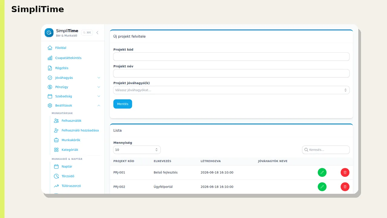 Egy modern irodai környezet, ahol a projektvezetők és controllereket tömörítő csapat egy laptop előtt elemzi a projektalapú munkaidő-nyilvántartás adatait és riportjait.